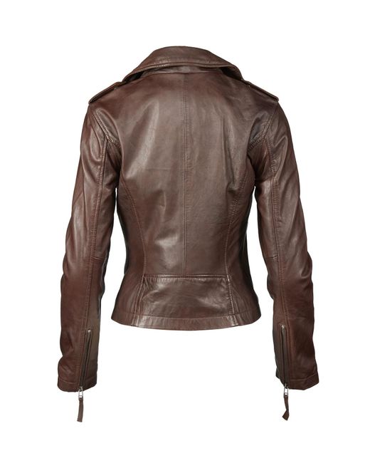 Apple Of Eden Brown Lederjacke Taillierte Passform