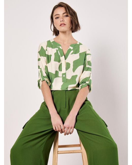 Apricot Green Abstract Shapes Blouse