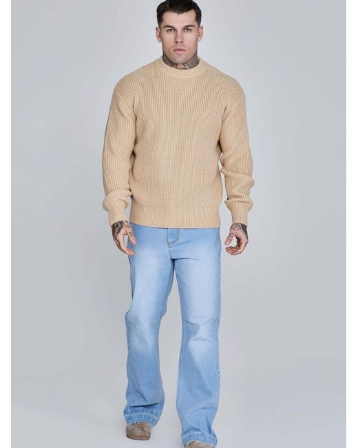 Siksilk Pullover Knitted Sweater in Natural für Herren
