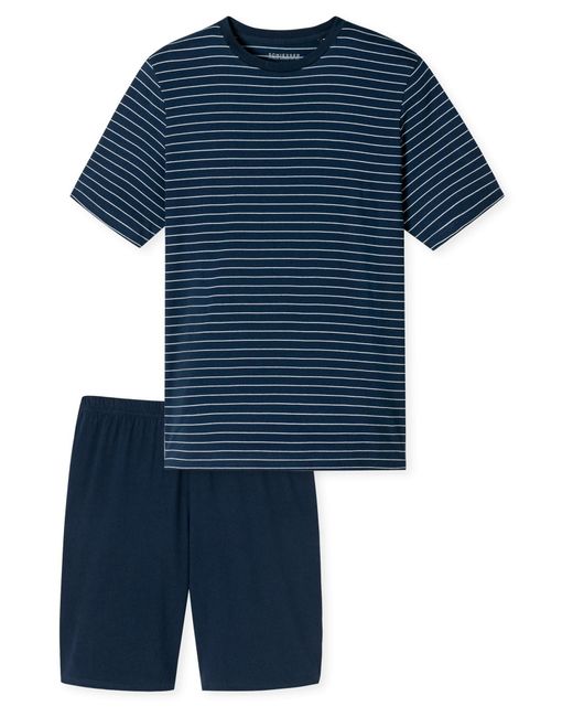 Schiesser Pyjama Kurz Casual Essentials in Blue für Herren