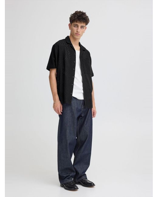 Solid Kurzarmhemd Sdteagan in Black für Herren