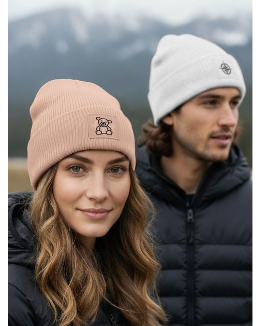 Neverless Mütze Teddy Polygon in Pink für Herren