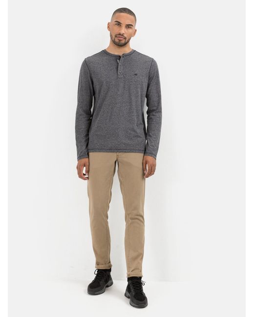Camel Active Langarm Henleyshirt Aus Nachhaltigen Baumwollmix in Gray für Herren