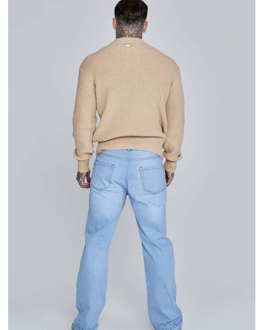 Siksilk Pullover Knitted Sweater in Natural für Herren