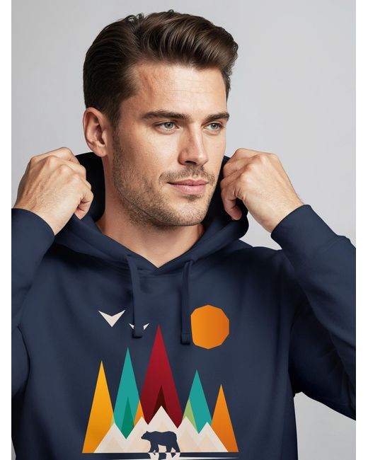 Neverless Sweatshirt Berg Bär Polygon in Blue für Herren