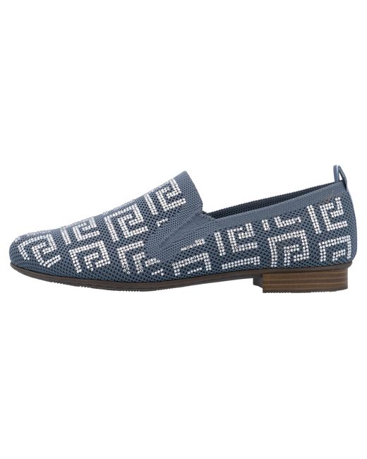 Rieker Blue Slipper Halbschuh, Schlupfschuh, Blockabsatz, Loafer mit Glitzersteinchen
