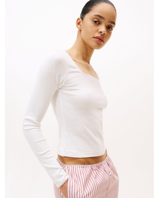 Tommy Hilfiger Pink Essential Pointelle-Pyjama Aus Popeline