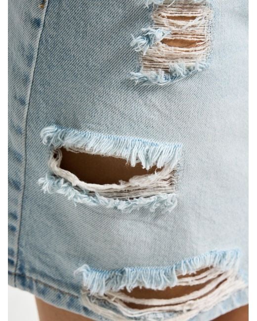 its basic Blue Its Basic Rock Ripped Mini Denim Skirt