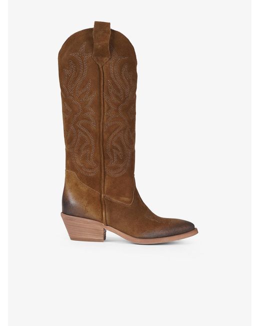GISÉL MOIRÉ Brown Stiefel