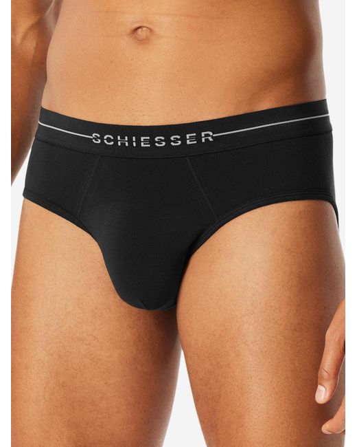 Schiesser Slip Cotton Flex in Black für Herren