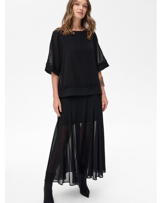 Blue Shadow Black Bluse