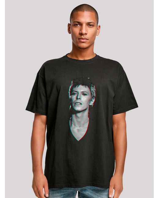 F4NT4STIC T-Shirt Tv Times Pop Star David Bowie Portrait 1977 in Black für Herren