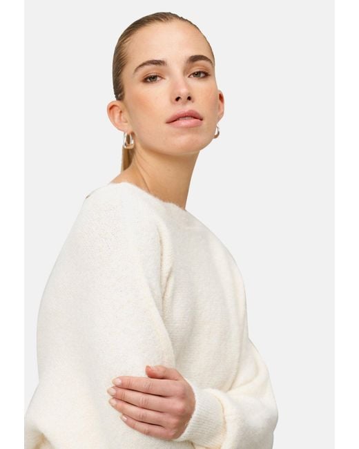 Zero White Strickpullover Mit U-Boot Ausschnitt