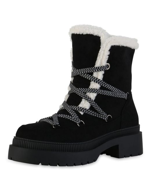 VAN HILL Black Schnürstiefelette 'Brittany'