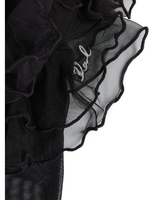 Karl Lagerfeld Black Fingerhandschuhe Signature Long Ruffled