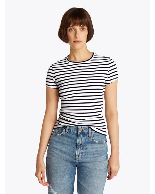 Tommy Hilfiger Blue T-Shirt Slim Essential Rib Große Größen