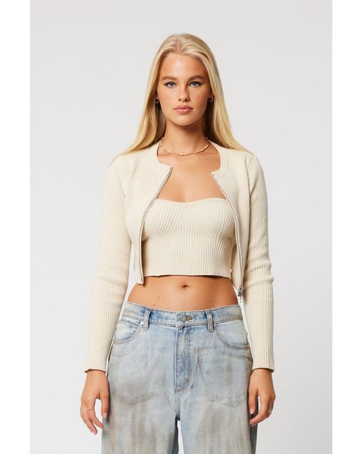 Abrand Jeans White Nicky Zip Through Knit