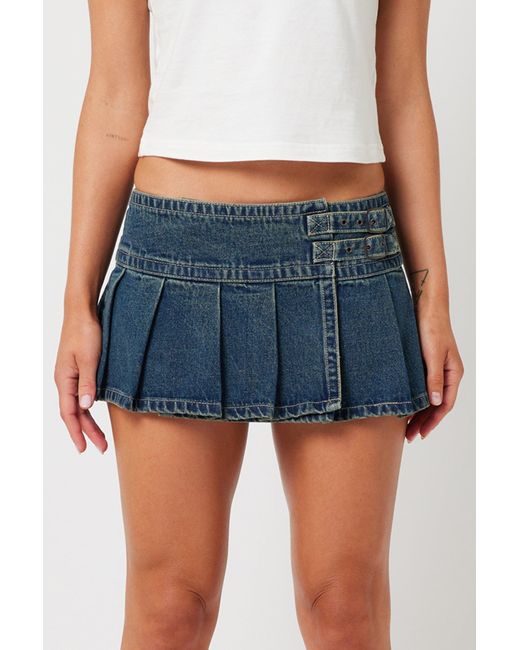 Abrand Jeans Blue Rip Curl 99 Low Pleated Skirt Zola