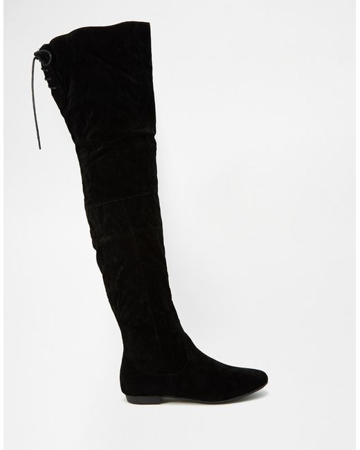 elastic back flat over knee boots