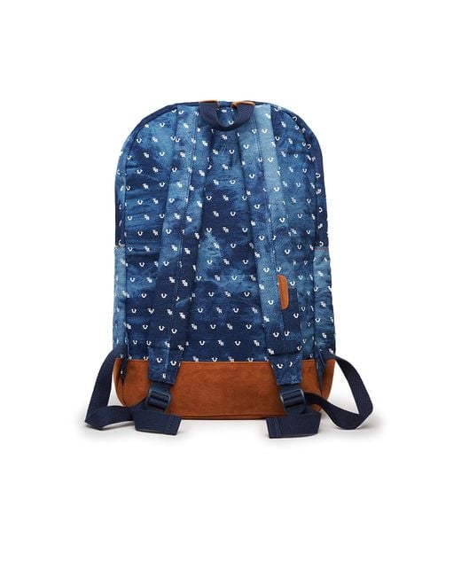 True Religion Blue Handpicked Allover Horseshoe Backpack for men