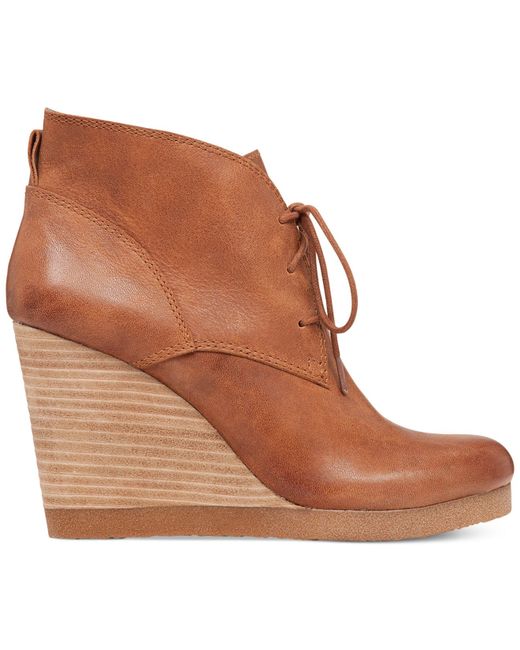 Lucky Brand Brown Women's Taheeti Lace-up Wedge Booties
