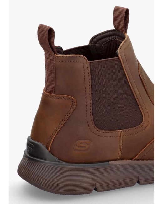 Skechers Brown Augustino Paulo Chocolate Chelse Boots , Leather for men