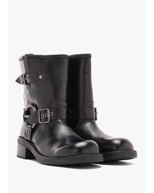 Daniel Black Ibike Leather Chunky Biker Boots Leather