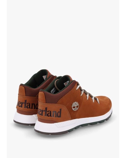 Timberland Brown Sprint Trekker Lace Up Rust Nubuck Mid Top Trainers for men