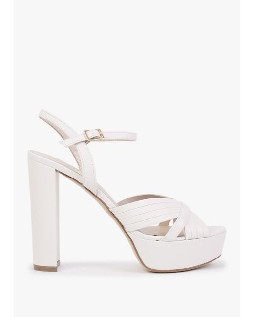 Daniel White Avery Cream Leather Platform Heeled Sandals