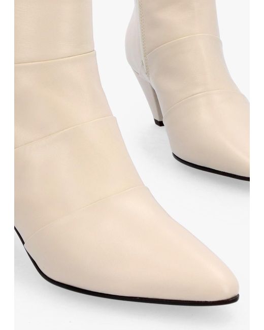 Daniel Natural Napel Cream Leather Pannel Cone Heel Ankle Boots , Leather