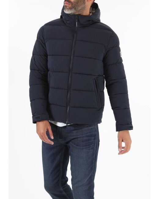 Aquascutum Blue Sp Hooded Puffer Jacket for men