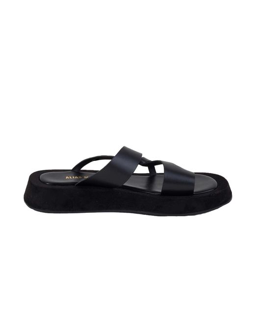 Alias Mae Leather Polo Toe Thong Flatform Sandal in Black - Save 7% | Lyst