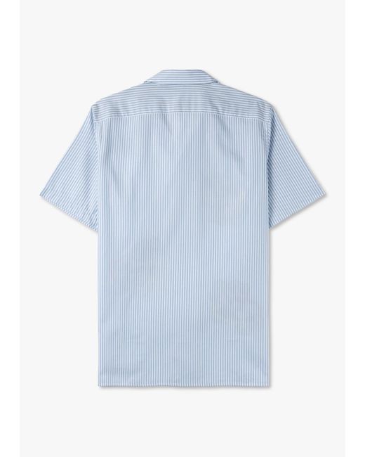 Paul Smith Blue Floral Motif Stripe Shirt for men