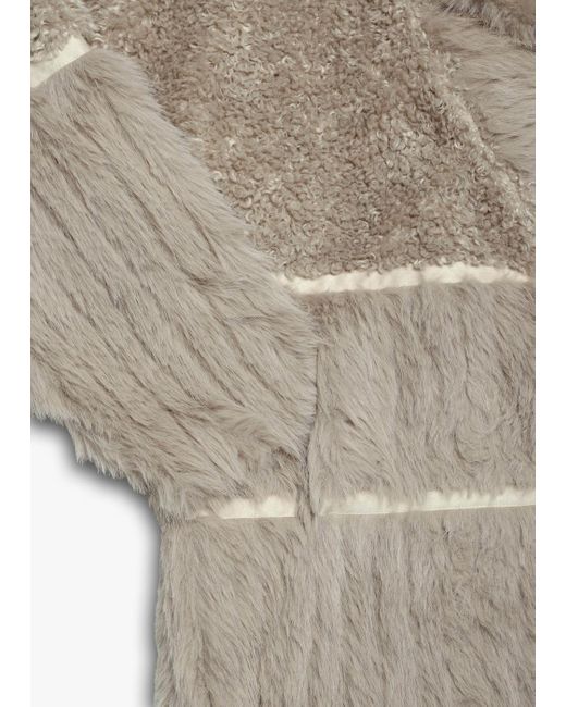 Beaumont Organic White Kaia Kit Recycled Faux Fur Oversized Coat , Fabric