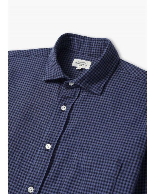 Hartford Blue Paul Gingham Woven Shirt , Fabric for men