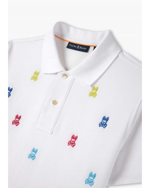 Psycho Bunny White Bonham All Over Bunny Polo Shirt for men