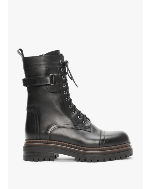 Daniel Black Idris Leather Ankle Strap Biker Boots Leather