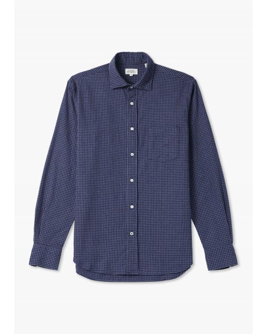 Hartford Blue Paul Gingham Woven Shirt , Fabric for men