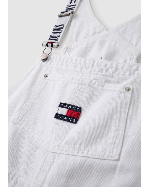 Tommy Hilfiger Denim Dungarees in White | Lyst UK