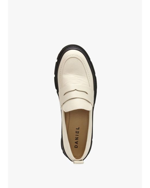 Daniel White Treasure Cream Leather Chunky Loafers , Leather