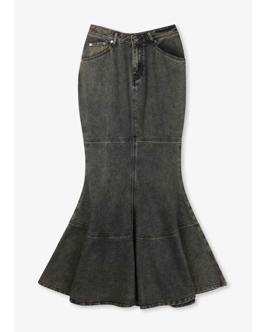 House Of Sunny Cortyard Tulip Denim Skirt in Black Lyst UK