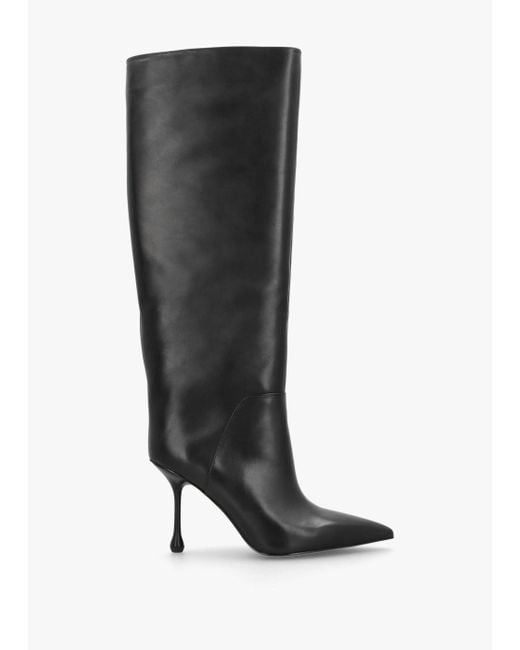 Daniel Black Elodie Leather Sculped Heel Knee Boots Leather