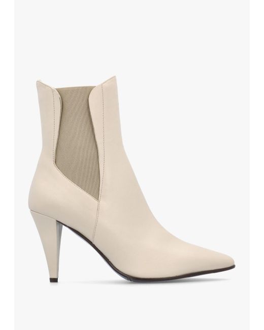 Daniel Natural Nelly Cream Leather Cone Heel Chelsea Boots , Leather