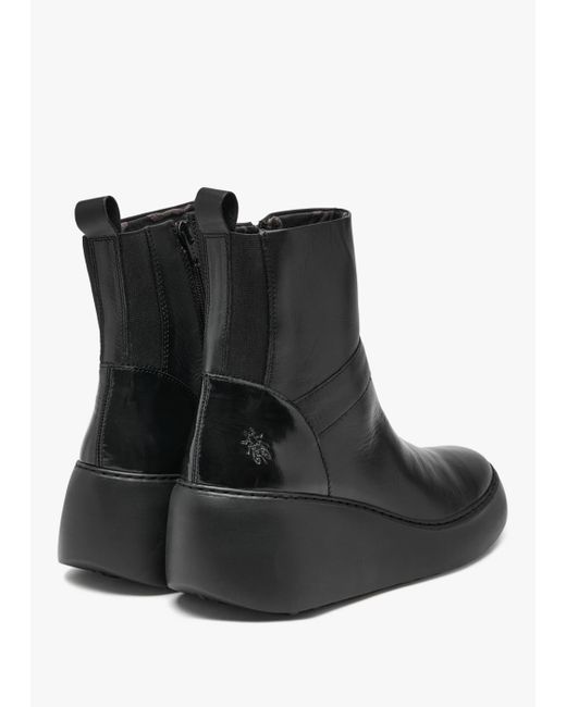 Fly London Black Doxe Wedge Boots