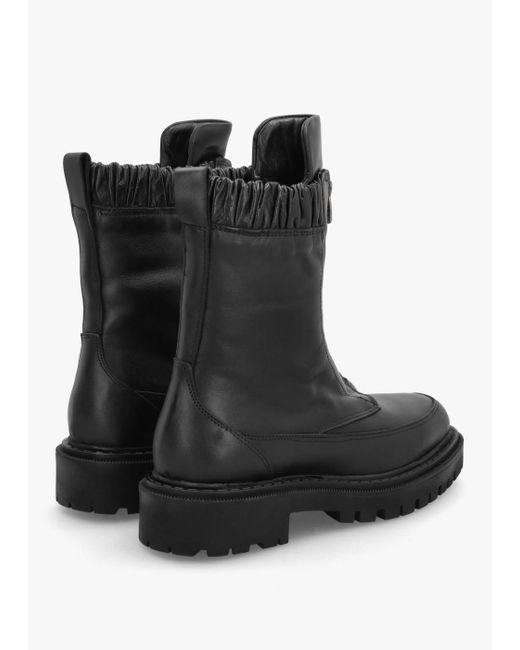 Daniel Black Leather Front-Zip Ankle Boots