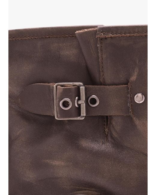 Daniel Brown Ibike Distressed Leather Chunky Biker Boots