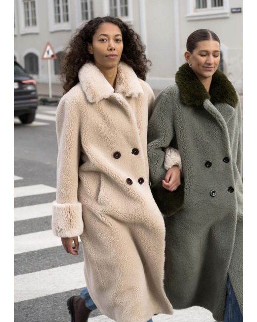 American Dreams Natural Fiona Long Wool Coat