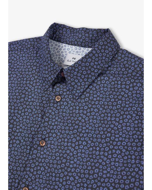 Paul Smith Blue Micro Pattern Shirt for men