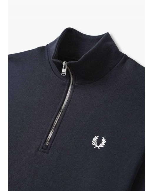 Fred Perry Blue Half Zip Sweatshirt for men