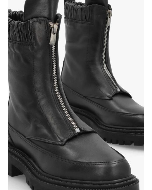 Daniel Black Leather Front-Zip Ankle Boots